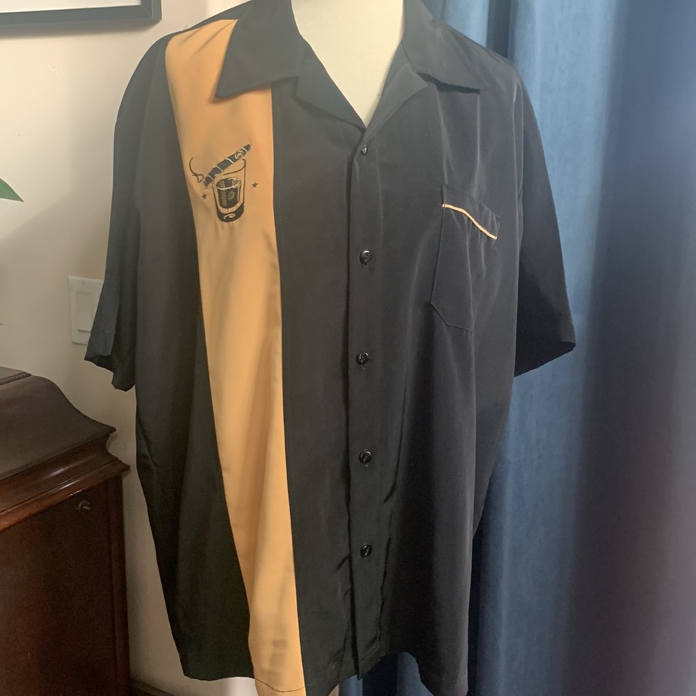 BeRetro Cigar Embroidered Mens Style Button Down Bowling Shirt - NWOT - Picture 3 of 13